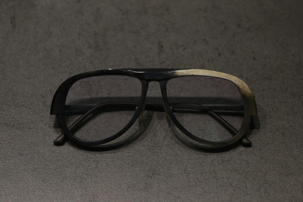 Rigards black and white frosted frame clear glasses RG0099
